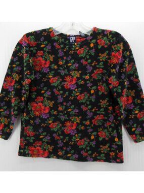 VINTAGE Gap Top Small Terry Cloth Shirt Ditsy Floral Y2K 90s Crop